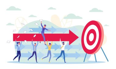 Kadın Yönetici Hedef Vurmak için Ok 'un üzerinde oturuyor.