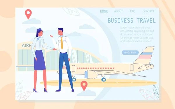 Landing Page Offering Business Travel Organisation — Stockový vektor