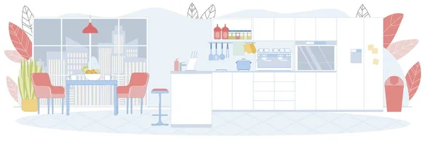现代空置厨房室内及家具 — 图库矢量图片