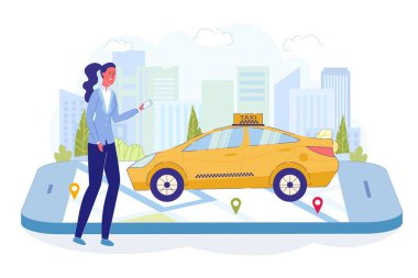 Şehirde Araba ve Saat Bekleyen Kız.