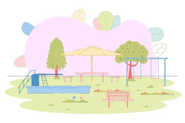 Jardín público de verano urbano y parque infantil — Vector de stock