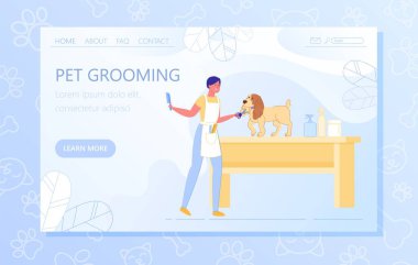 Flat Banner Professional Powerful Pet Grooming. clipart