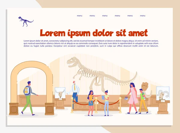 Veřejné paleontologické muzeum výstava Landing Page — Stockový vektor