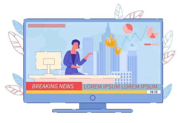 Live Breaking News Uitzending Aankondiging over Brand — Stockvector