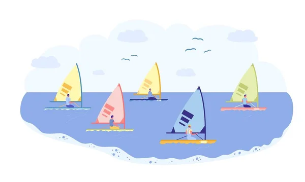 Segelsport, Regatta auf einer Profi-Yacht auf See. — Stockvektor