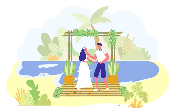 异国情调热带岛屿浪漫婚礼 — 图库矢量图片