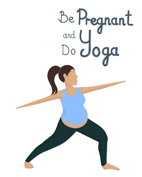 Chica embarazada comprometida con el yoga. Imagen vectorial . — Vector de stock