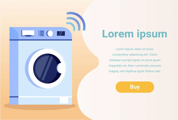 Bannière publicitaire pour la boutique en ligne offrant une laveuse intelligente — Image vectorielle