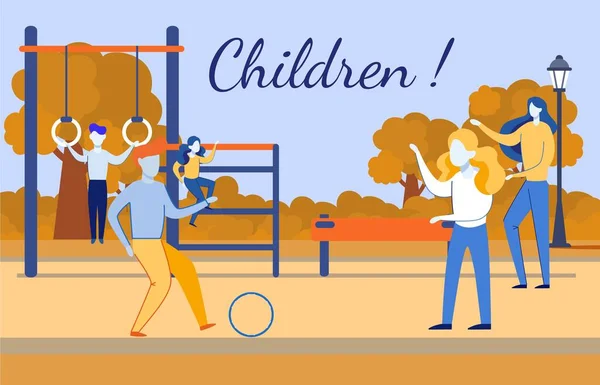 Entraînement actif pour enfants Jouer dans le parc Affiche — Image vectorielle