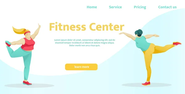 Leszállás oldal Modern Fitness Center Sport Club — Stock Vector