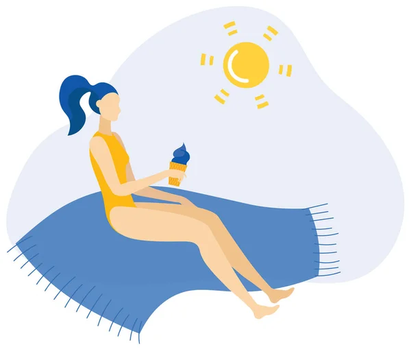 Světlý plakát Letní dovolená na pláži, byt. — Stockový vektor