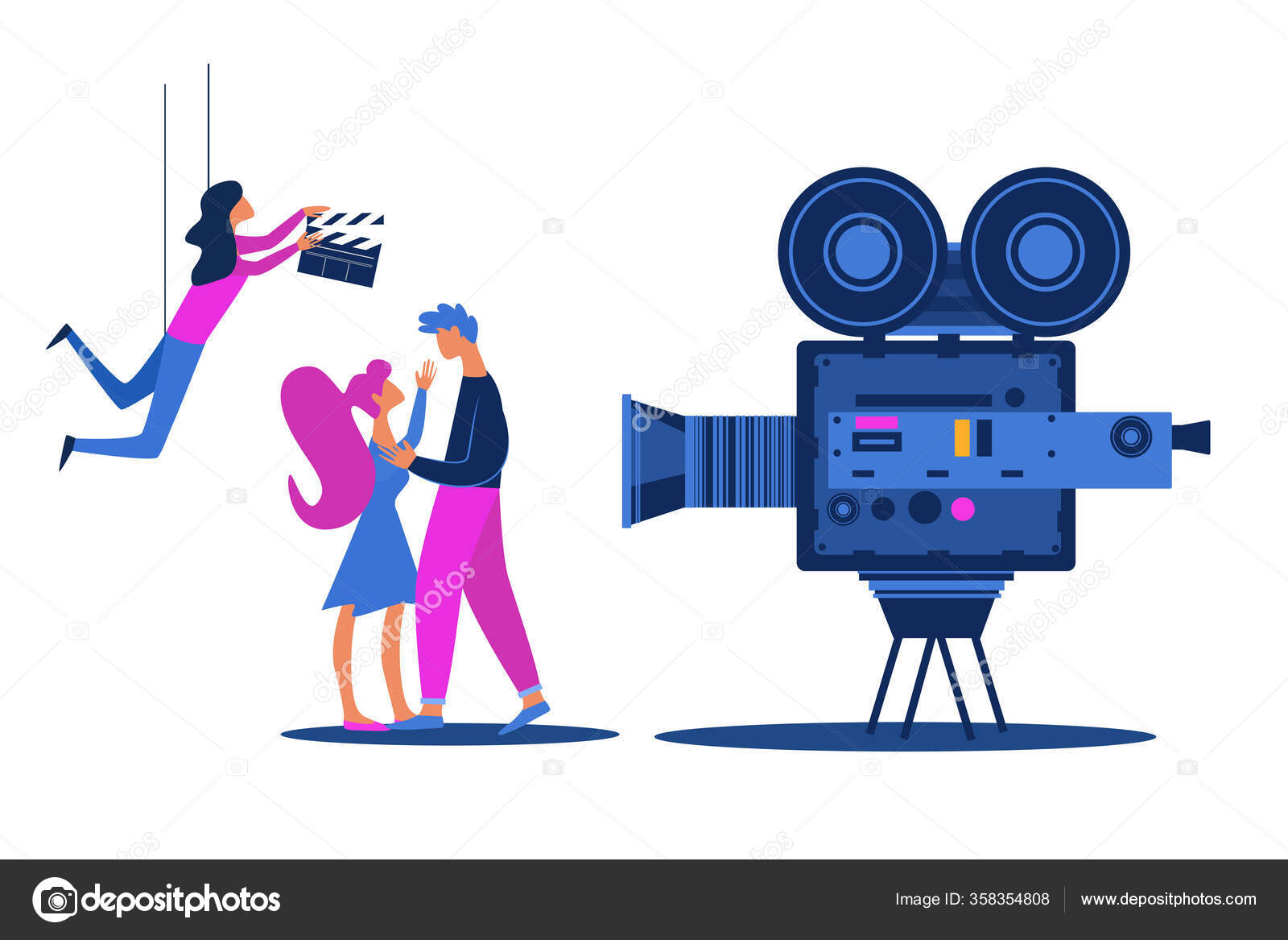 Актёры Фильма "Голливудская История Любви" Векторное Изображение.