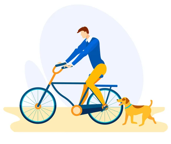 Reklamcılık Köpek Çizgifilmiyle Bisiklet Sürüşü. — Stok Vektör