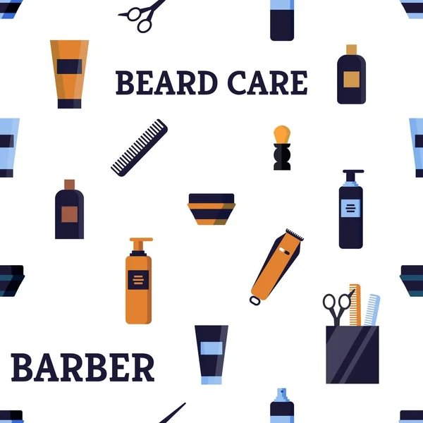 Modèle Barbier soins de la barbe Nécessités pour les soins . — Image vectorielle