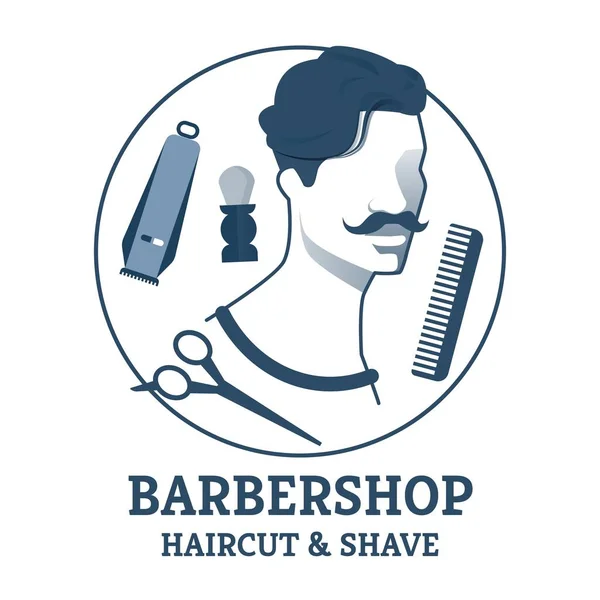 Publicidade Barbearia corte de cabelo e barbear Lettering . — Vetor de Stock