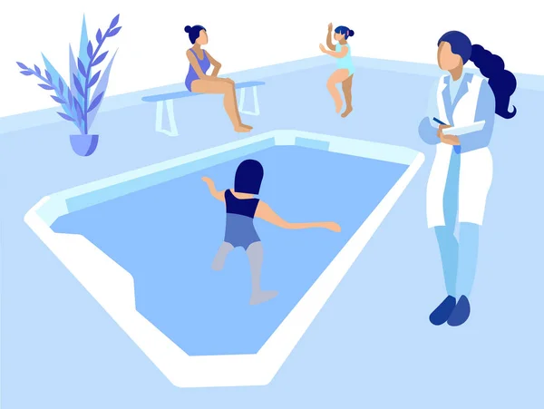 Zwembad in Pediatrische Revalidatie Kliniek — Stockvector