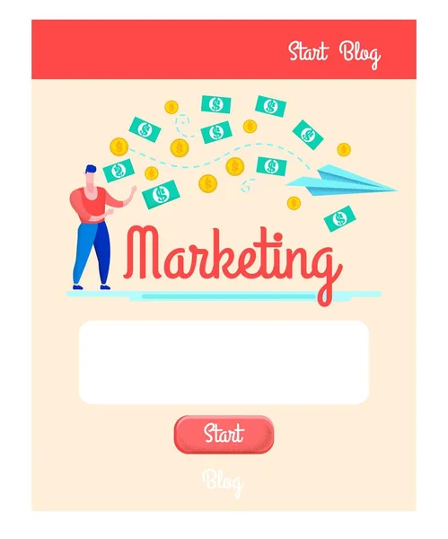 Informativo Banner Marketing Iniciar Blog Desenhos animados . — Vetor de Stock