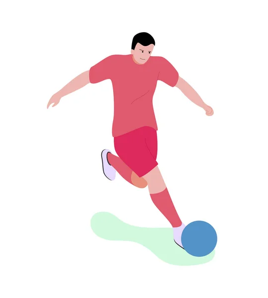 Cartoon Man Character Playing Soccer Outdoors — Stock Vector