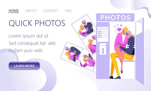 Faire des photos rapides Site web, Souvenirs pour couple . — Image vectorielle