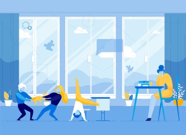 Stresli Anne Masada Aktif Çocuklar Oturuyor.