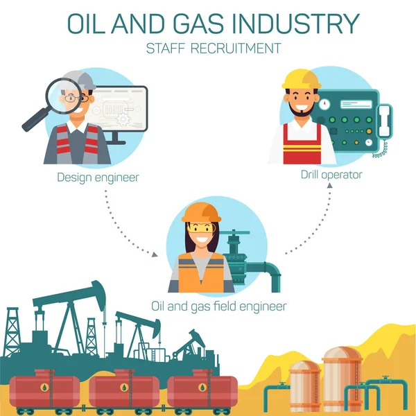 Assunzione personale dell'industria petrolifera e del gas. Vettore . — Vettoriale Stock