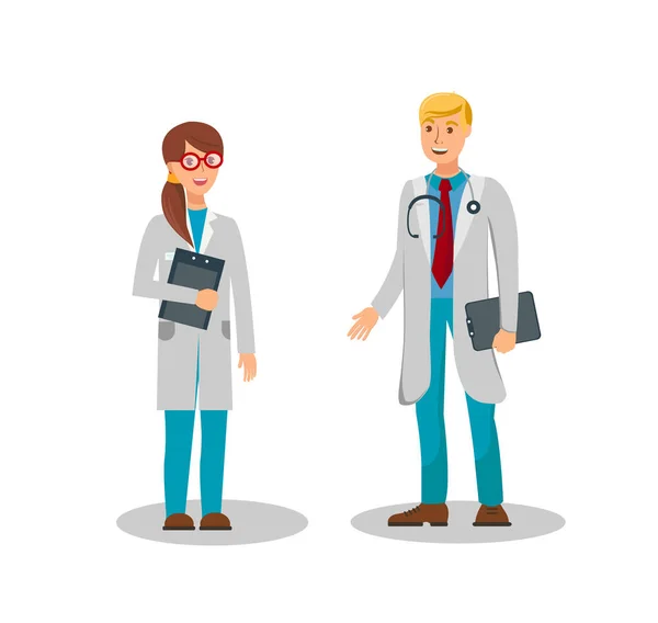 Medical Workers Flat Color Vector Illustration — Stock Vector