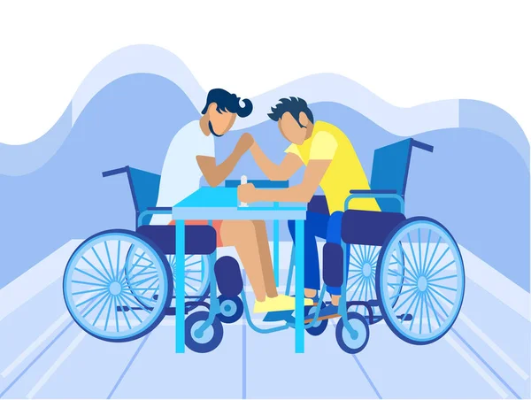 Армрестлінг Спорт для інвалідів Мультфільм — стоковий вектор