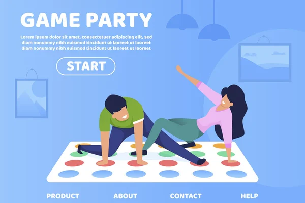 Flat Game Party Informatieve Poster Lettering. — Stockvector