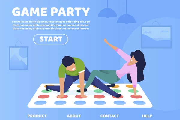 Flat Game Party Ενημερωτική Αφίσα Lettering. — Διανυσματικό Αρχείο