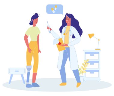 Protez bacaklı Şırınga Konuşan Kız Doktoru