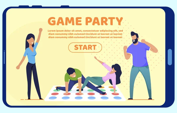 Bright Flyer Inscription Game Party Landing Page. — Stockvektor