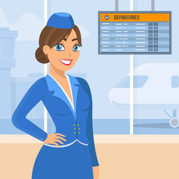 ( 영어 ) Airport Worker on Background Electronic Scoreboard — 스톡 벡터