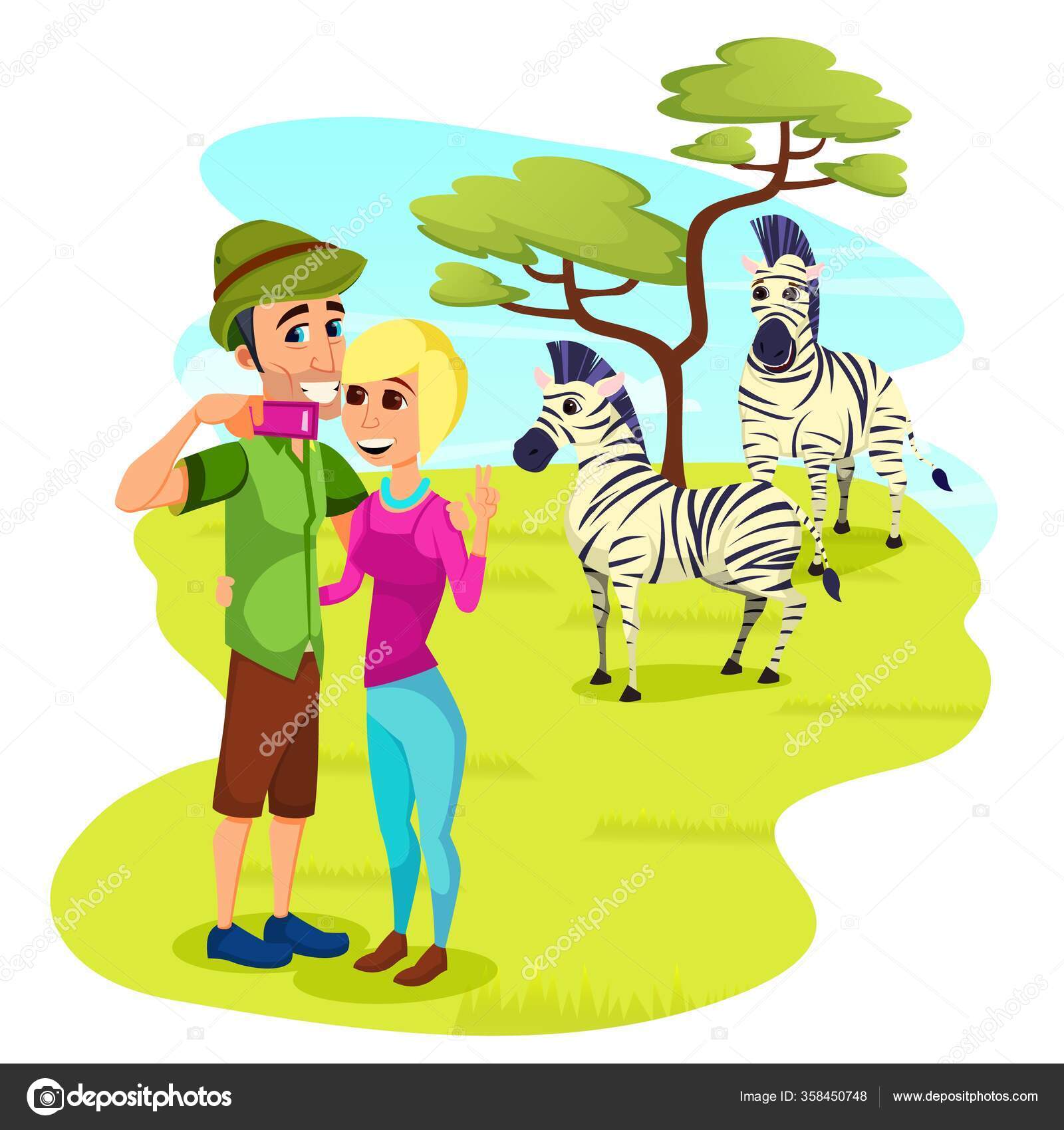 Happy Couple Making Selfie at Animal Park, Zoo Stock Vector Image by ©.com #358450748 Happy Couple Making Selfie at Animal Park, Zoo Stock Vector Image by ©.com #358450748