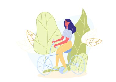 Gözlüklü Koyu Saçlı Kadın Park 'ta Bisiklete Biniyor