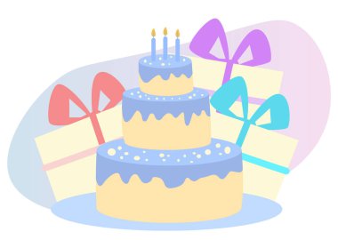 Mumlu Kek. Beyaz Arkaplanda Hediye Kutuları.