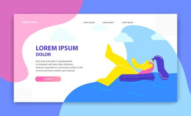 Tropikal Resort Düz İniş Sayfa Vektörü Şablonu