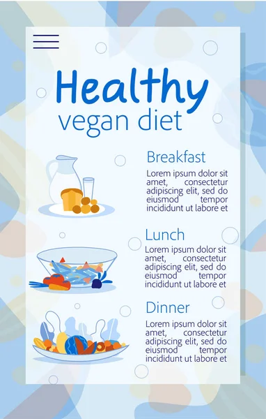 Platte landingspagina met gezond veganistisch dieet — Stockvector
