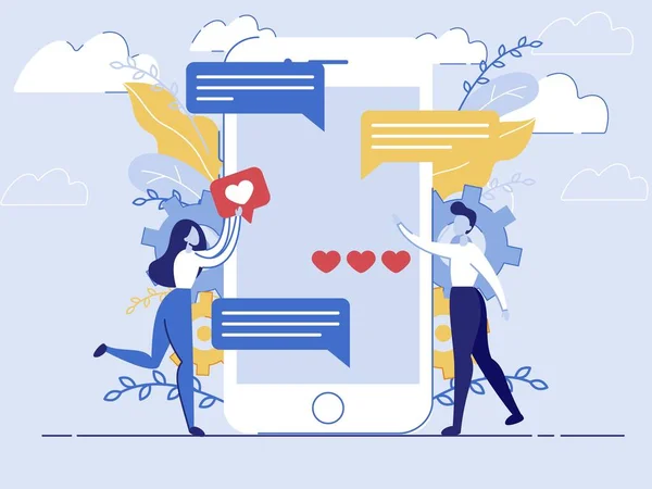 Vriend sms 'en via Messenger in Smartphone — Stockvector