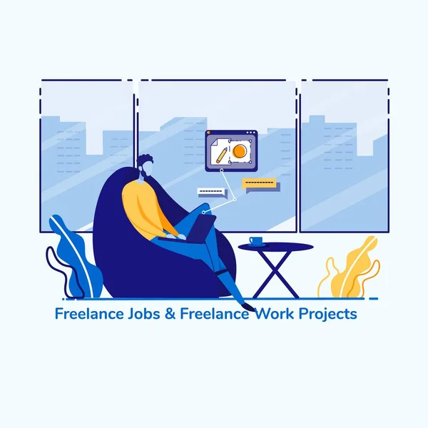 Publicidade Banner Freelance Empregos e Projeto de Trabalho — Vetor de Stock