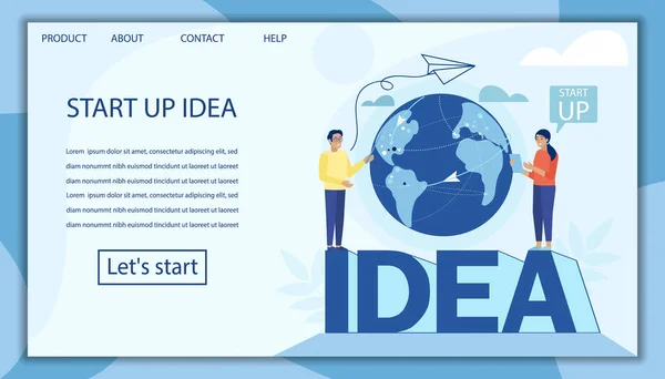 Landing Page Oferecendo Desenvolvimento de Ideia de Startup — Vetor de Stock