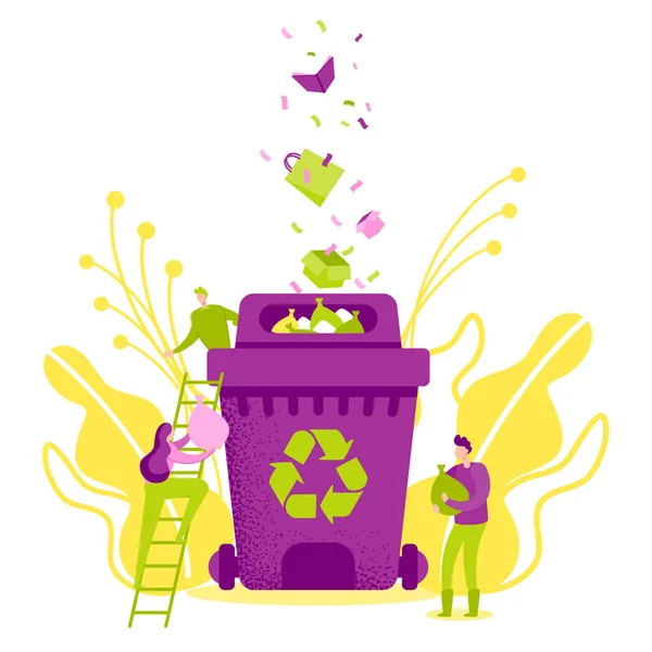 リサイクル紙のゴミ、生態系の概念を保存. — ストックベクタ