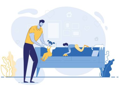 Genç Baba evde küçük çocuklarla kalıyor..