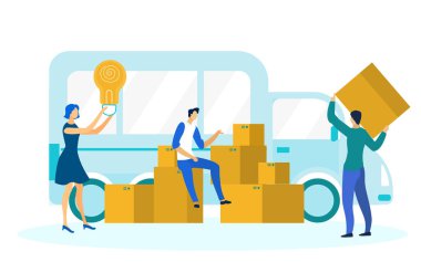 Düz Vektör Resmini Taşıyan Gençler