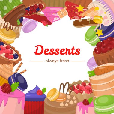 Pastane Ürün Yuvarlak Çerçeveli Reklam Posteri