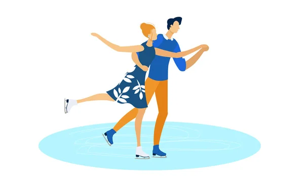 피겨 스케이팅 , 스 포오츠 아이스 에서 춤추기. — 스톡 벡터
