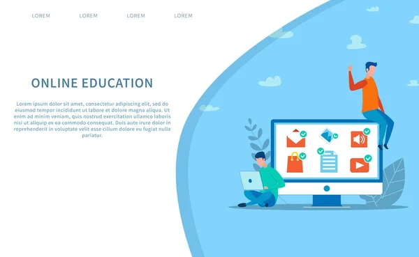 Landing Page Mockup Oferecendo Educação Online —  Vetores de Stock