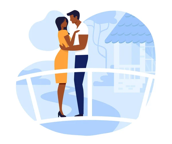 Jeune couple sur Date romantique Illustration vectorielle — Image vectorielle