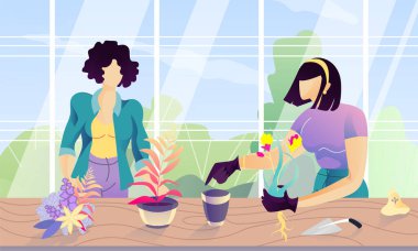 Serada Yüzü Olmayan İki Çizgi Film Kadını Ekiyor