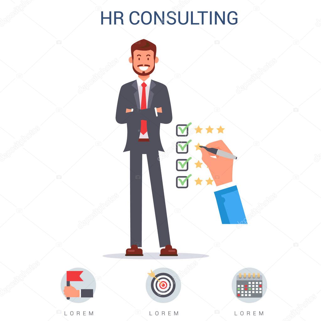 HR Consulting, Hand Ticking Matching Skills Flat.