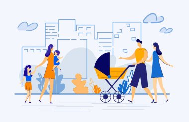 Ailecek Hafta Sonu Gezintisi Çocuklarla Şehir Caddesinde